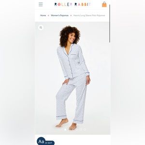 Roller Rabbit Blue Hearts Long Sleeve Polo Pajamas Preppy